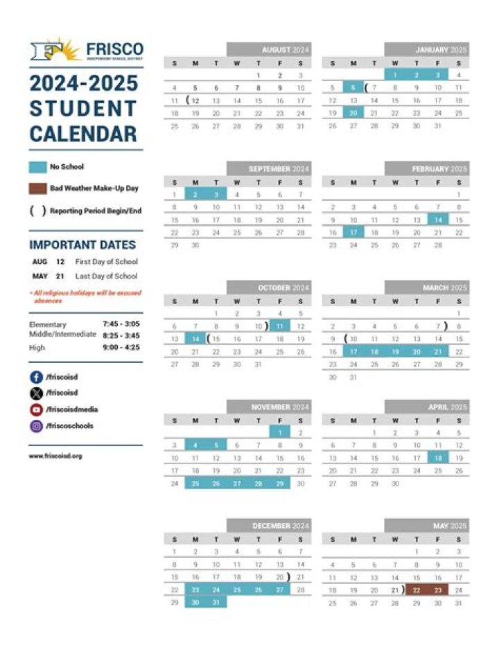 Frisco ISD Board Calendar